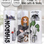 personalised book lover i love reading lady 20oz tumbler