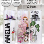 personalised book lover i love reading lady 20oz tumbler