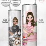 personalised book lover i love reading lady 20oz tumbler