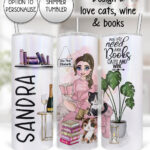 personalised book lover i love reading lady 20oz tumbler