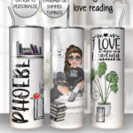 personalised book lover i love reading lady 20oz tumbler