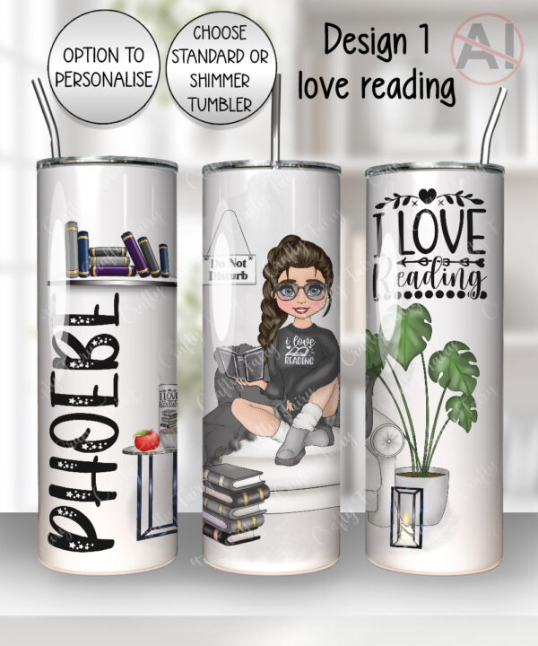 personalised book lover i love reading lady 20oz tumbler