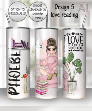 personalised book lover i love reading lady 20oz tumbler