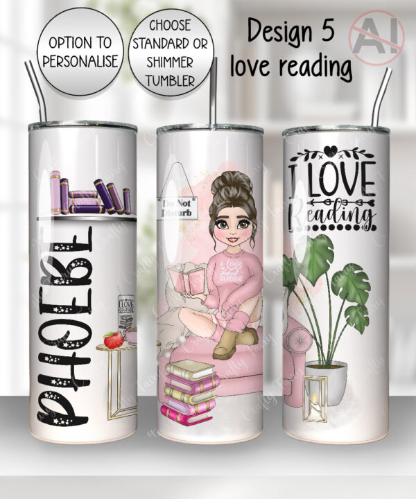 personalised book lover i love reading lady 20oz tumbler