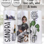 personalised book lover i love reading lady 20oz tumbler