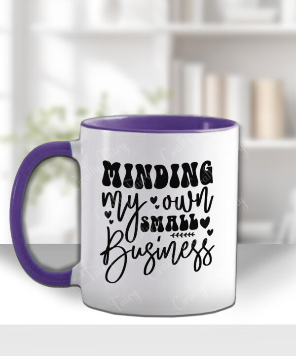 personalised minding my own small business lady in black mug gift