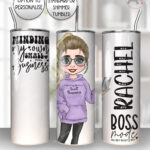personalised minding my own small business lady in black 20oz tumbler