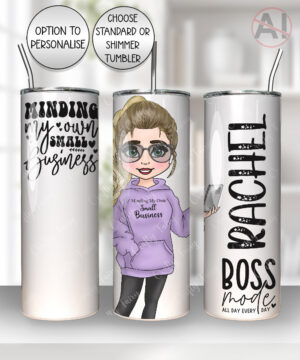 personalised minding my own small business lady in black 20oz tumbler