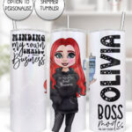 personalised minding my own small business lady in black 20oz tumbler