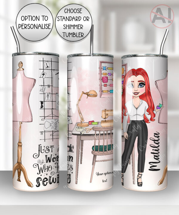 personalised 20oz tumbler for sewist seamstress lady