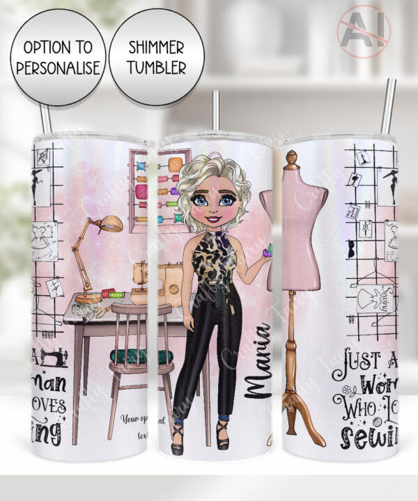 personalised 20oz tumbler for sewist seamstress lady