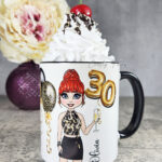 Personalised Birthday Mug Gift for Lady in Leopard Print Top & Skirt