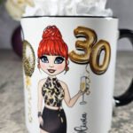 Personalised Birthday Mug Gift for Lady in Leopard Print Top & Skirt