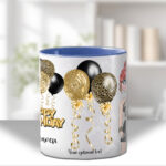personalised birthday mug gift for lady in leopard print top & skirt
