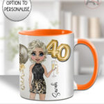 personalised birthday mug gift for lady in leopard print top & skirt