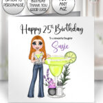 personalised midnight margaritas cocktail birthday card for lady