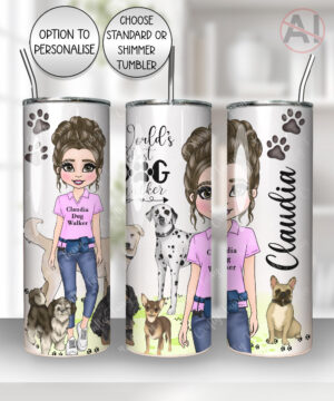 personalised world's best dog walker lady 20oz tumbler gift