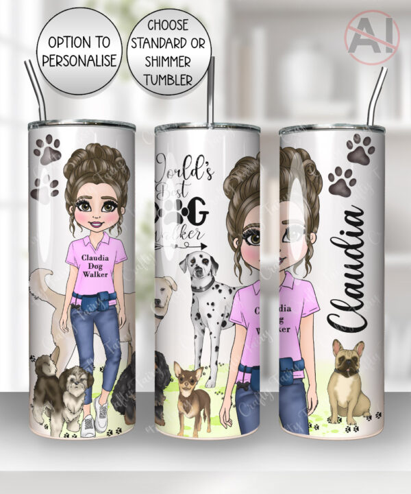 personalised world's best dog walker lady 20oz tumbler gift