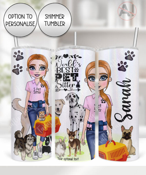 personalised world's best pet sitter lady 20oz tumbler gift