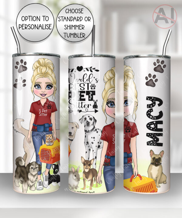 personalised world's best pet sitter lady 20oz tumbler gift