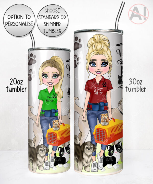 personalised world's best pet sitter lady 20oz tumbler gift