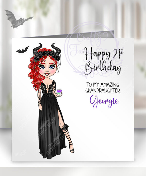 personalised maleficent cocktail birthday card v1