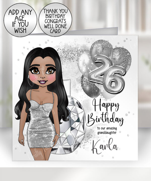 personalised diamond perfume lady birthday card