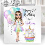 personalised lady unicorn lover birthday card