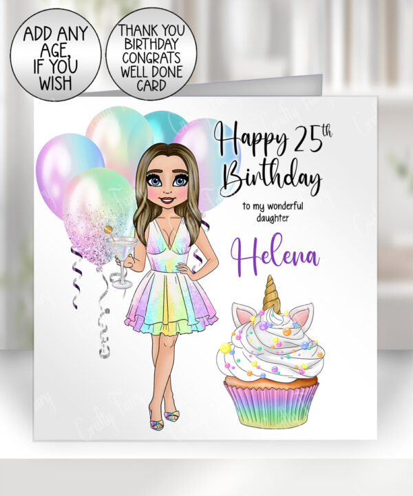 personalised lady unicorn lover birthday card