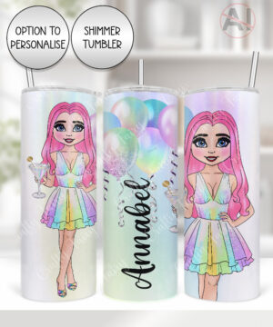 personalised lady unicorn lover birthday tumbler