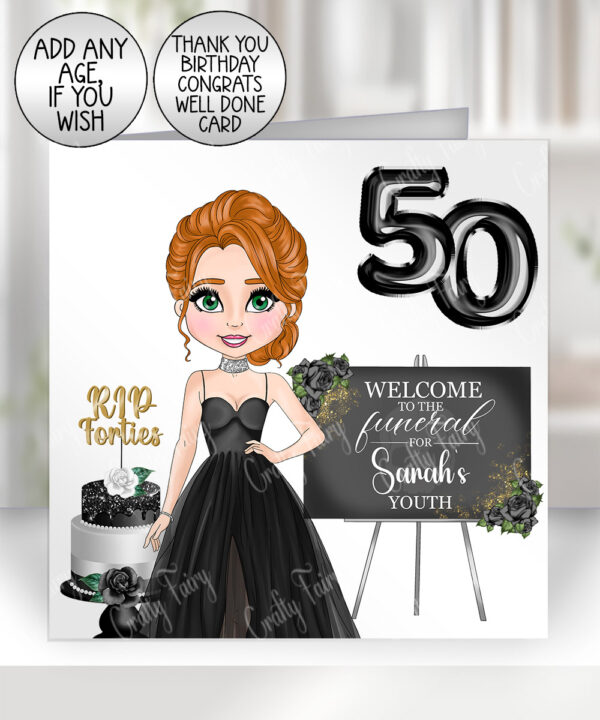 personalised funeral for my youth lady's 30th 40th 50th birthday card