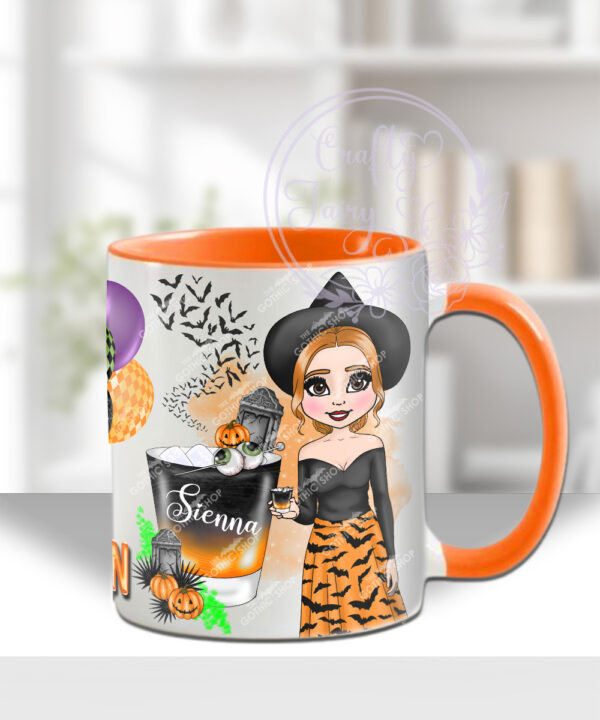 personalised haunted halloween cocktail witch lady mug gift