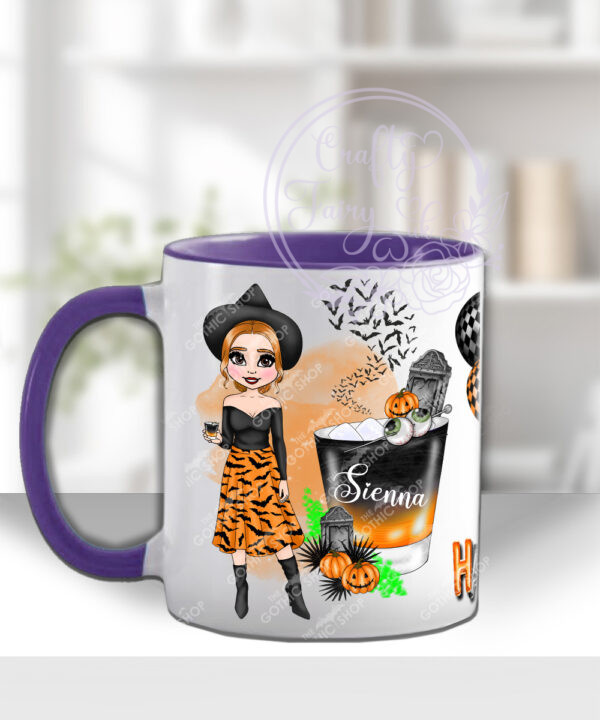 personalised haunted halloween cocktail witch lady mug gift