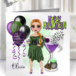 personalised witches heart cocktail lady birthday card v2