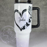 personalised butterfly hearts on purple splash large 40oz stanley style tumbler cup