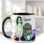 personalised frankenstein's bride lady halloween mug gift