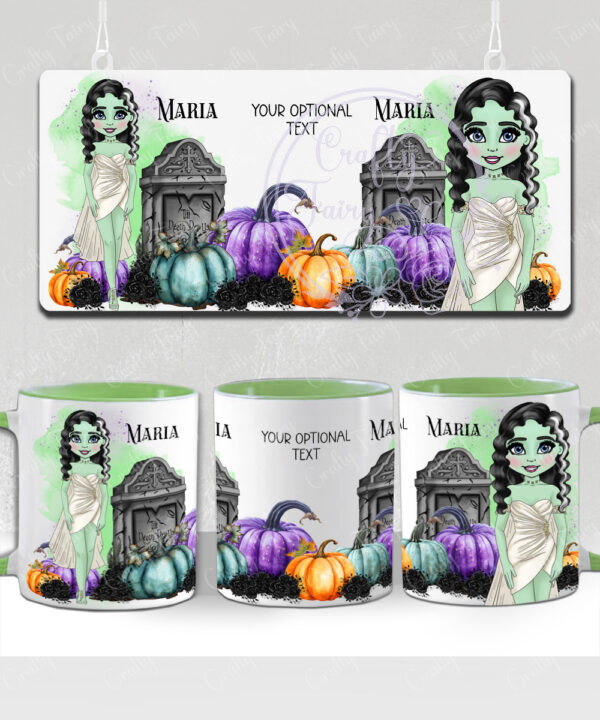 personalised frankenstein's bride lady halloween mug gift