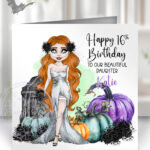 personalised zombie bride lady happy halloween card