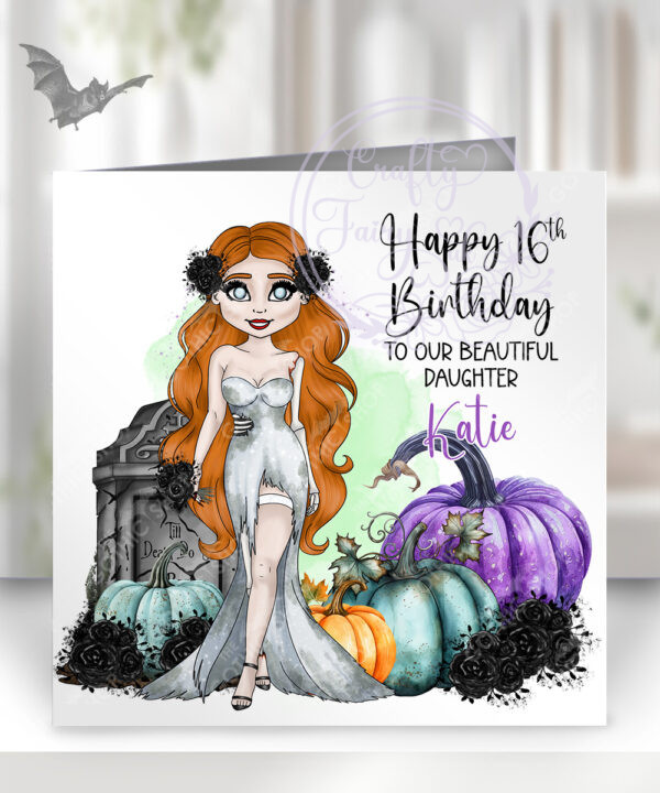 personalised zombie bride lady happy halloween card