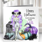 personalised zombie bride lady happy halloween card
