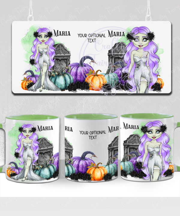 personalised zombie bride lady halloween mug gift