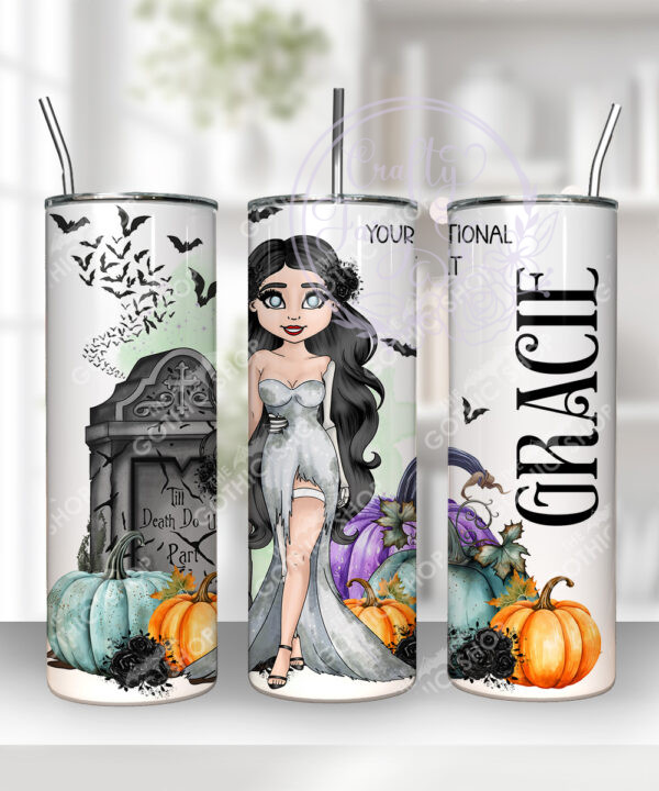 personalised zombie bride lady halloween 20oz tumbler gift