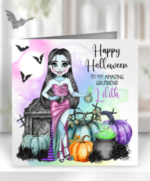 personalised stitched up sally lady happy halloween card