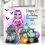 personalised stitched up sally lady happy halloween card