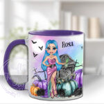 personalised stitched up sally lady halloween mug gift