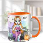 personalised stitched up sally lady halloween mug gift