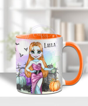 personalised stitched up sally lady halloween mug gift