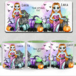 personalised stitched up sally lady halloween mug gift