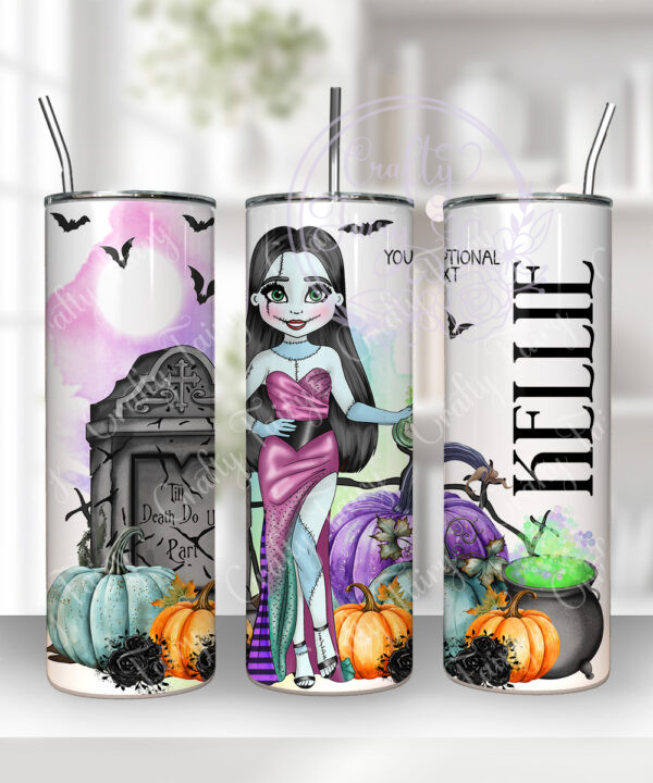 personalised stitched up sally lady halloween 20oz tumbler gift