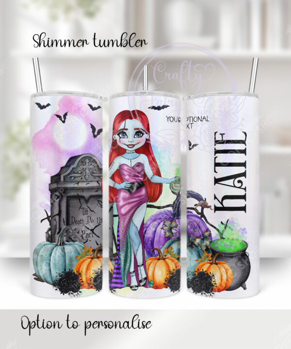 personalised stitched up sally lady halloween 20oz tumbler gift